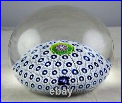 1972 St. Louis Paperweight Tight Packed Blue & White Millefiori Original Label