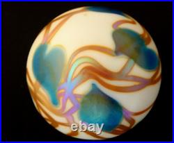 1974 Signed Charles Lotton Studio Glass Hanging Hearts Iridescent Paperweight