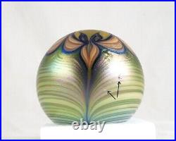 1976 Orient & Flume Signed Iridescent Art Glass Paperweight