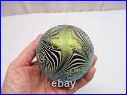 1977 Signed Vandermark Blue Iridescent Pulled Feather Paperweight