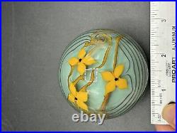 1978 Chris Buzzini Art Glass Yellow Flower Paperweight Bridgeton Studios