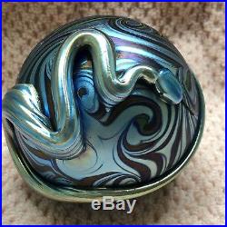 1979 Orient & Flume Blue Snake Art Glass Paperweight