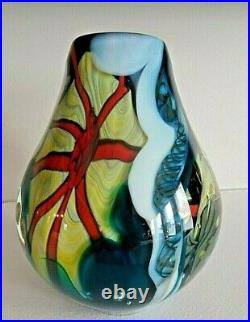 1979 Signed Mark Russell Studio Art Glass Layered Cased Abstract Paperweight VAS