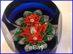1980 Saint Louis Faceted Ltd ed Poinsettia Red Flower Paperweight SL1980