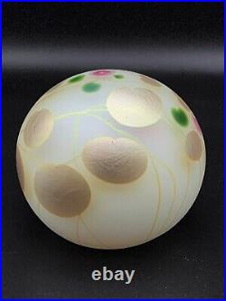 1980 Signed Lundberg Studios Salazar Butterfly Art Glass Iridescent Paperweight