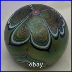 1981 Orient and Flume Art Glass Iridescent Paperweight Signed