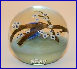 1982 Lundberg Studios Paperweight Butterfly & Tree Blossoms