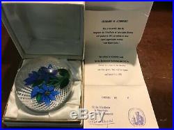 1982 Saint Louis France Blue Flower Trellis Paperweight Ltd Ed 8/150 with Cert