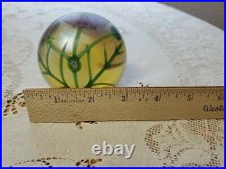 1984 Orient and Flume Iridescent Paperweight Pink Flowers Cosmos