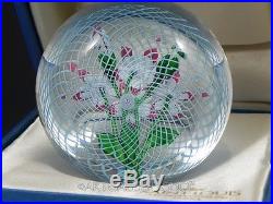 1985 St Louis France Art Glass PAPERWEIGHT FLOWER BOUQUET LATTICINO GROUND Box