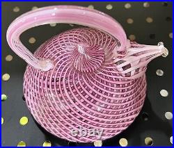 1986 Richard Marquis Art Glass Pink/White Murrine Teapot