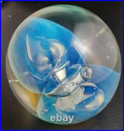 1988 Beauty Robert Eickholt Iridescent Double Jellyfish Art Glass Paperweight