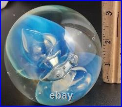 1988 Beauty Robert Eickholt Iridescent Double Jellyfish Art Glass Paperweight