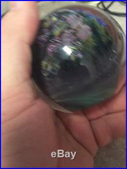 1990 Signed JOSH SIMPSON Glass Inhabited Megaplanet Orb Sculpture Paperweight