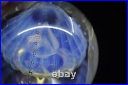 1991 Robert Eickholt Double Jellyfish & Bubble Studio Art Glass Paperweight 4 T