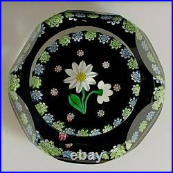 1995 Scottish Perthshire Flower Millefiori Canes Faceted Glass Paperweight P