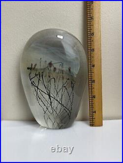 1996 Richard Satava Art Glass Moon Jellyfish 6.375 Sculpture Paperweight