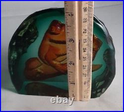 1997 Steven Lundberg Studios Art Glass FROG Wave Sculpture Paper Weight