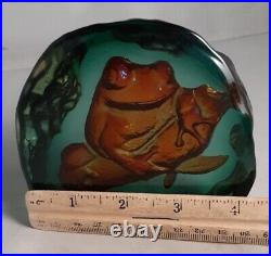 1997 Steven Lundberg Studios Art Glass FROG Wave Sculpture Paper Weight