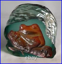 1997 Steven Lundberg Studios Art Glass FROG Wave Sculpture Paper Weight