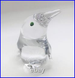 1998 Rare Hand Blown Glass Penguin Figurine Paperweight Signed Youghiogheny'98