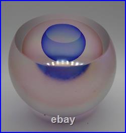 1998 Signed Ed Kachurik PA Art Glass Veiled Faceted Paperweight