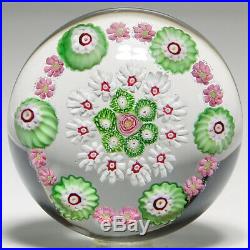 19C Clichy French Art Glass Antique Concentric Millefiori Rose Cane Paperweight