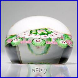 19C Clichy French Art Glass Antique Concentric Millefiori Rose Cane Paperweight