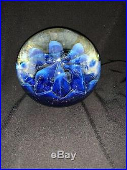 2003 Vintage ROBERT EICKHOLT Studio Art Glass JELLFISH PAPERWEIGHT Cobalt Blue
