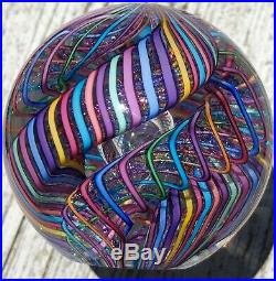 2008 James Alloway Paperweight! Awesome 2 Swirling Pastel Cane Ribbons