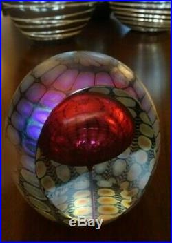 2012 Signed Tom PHILABAUM Studio Art Glass Ruby REPTILIAN PAPERWEIGHT Faceted