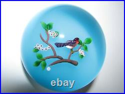 3.25 Limited Edition Baccarat Art Glass Paperweight Bird on Branch Lampwork 877