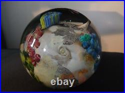 3.5 Signed Josh Simpson Inhabited Megaplanet Art Glass Paperweight 12605