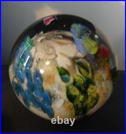 3.5 Signed Josh Simpson Inhabited Megaplanet Art Glass Paperweight 12605