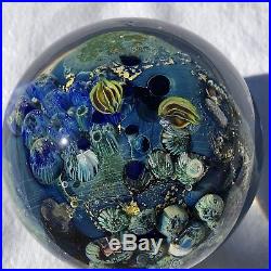 3Josh Simpson Inhabited Planet Art Glass Paperweight