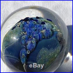 3Josh Simpson Inhabited Planet Art Glass Paperweight