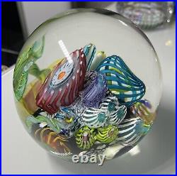 4 Signed Mark Eckstrand Art Glass Sea Aquarium Coral Paperweight