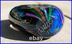 4 x 2.75 (Signed) Large Art Glass Dichroic Paperweight with Controlled Swirls