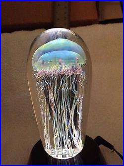 5.5 inch Satava glass Moon Jellyfish PW serial 2184-10 with light base and cord