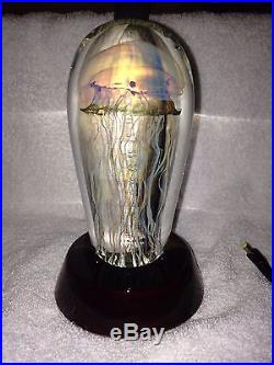 5.5 inch Satava glass Moon Jellyfish PW serial 2184-10 with light base and cord
