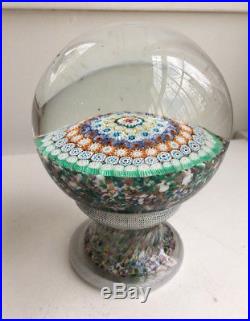 5 Murano Piedouche Art Glass Paperweight 6 Row Concentric Millefiori Pedestal
