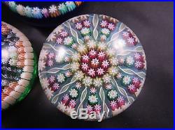 (5) Perthshire Art Glass Paperweights Millefiori