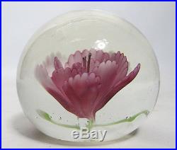 5 Vintage Blooming Flowers Controlled Bubble Studio Art Glass Paperweights yqz