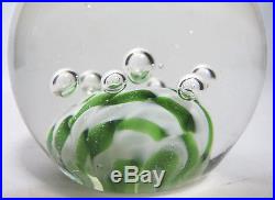 6 Vintage Controlled Bubble Emerald Fish/Bird Studio Art Glass Paperweights! Yqz
