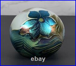 77 Orient & Flume Paperweight Pulled Flower & Butterfly Over Transparent I28
