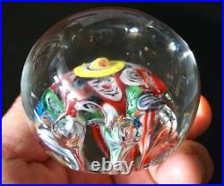 A Beautiful Vintage Art Glass Paperweight With Millefiori Slices And Bubbles