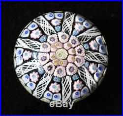 A Beautiful Vintage Strathearn Paperweight With Millefiori And Latticinio