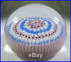 ANTIQUE ENGLISH CONCENTRIC MILLEFIORI PAPERWEIGHT WITH 9 MILLEFIORI ROWS