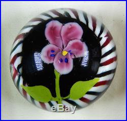 ANTIQUE VAL SAINT LAMBERT PANSY PAPERWEIGHT WITH TORSADE