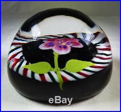 ANTIQUE VAL SAINT LAMBERT PANSY PAPERWEIGHT WITH TORSADE